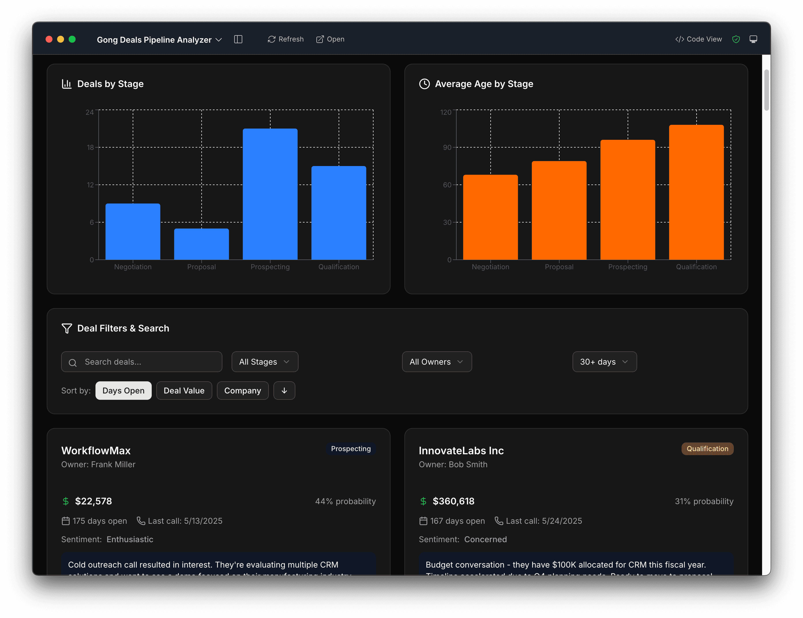 Gong deals pipeline analyzer