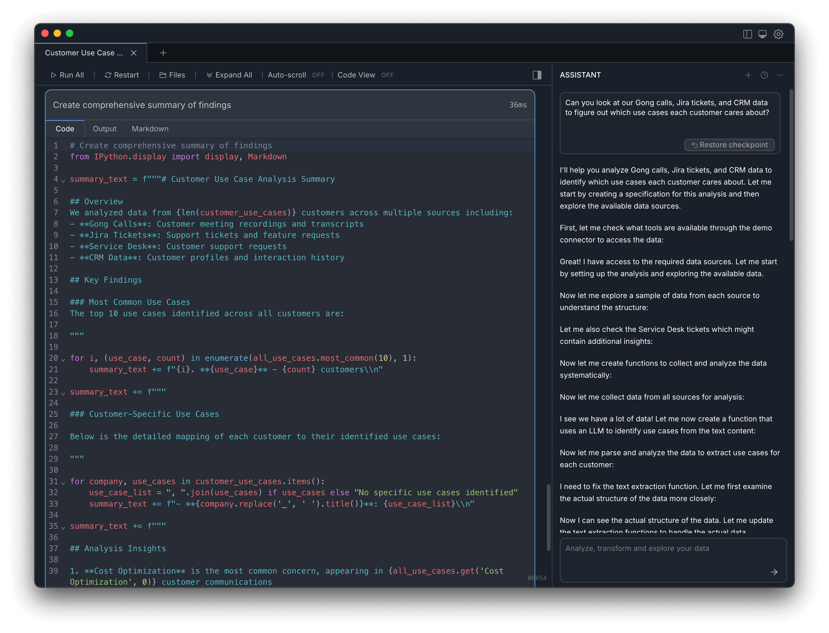 Markdown editor with code execution