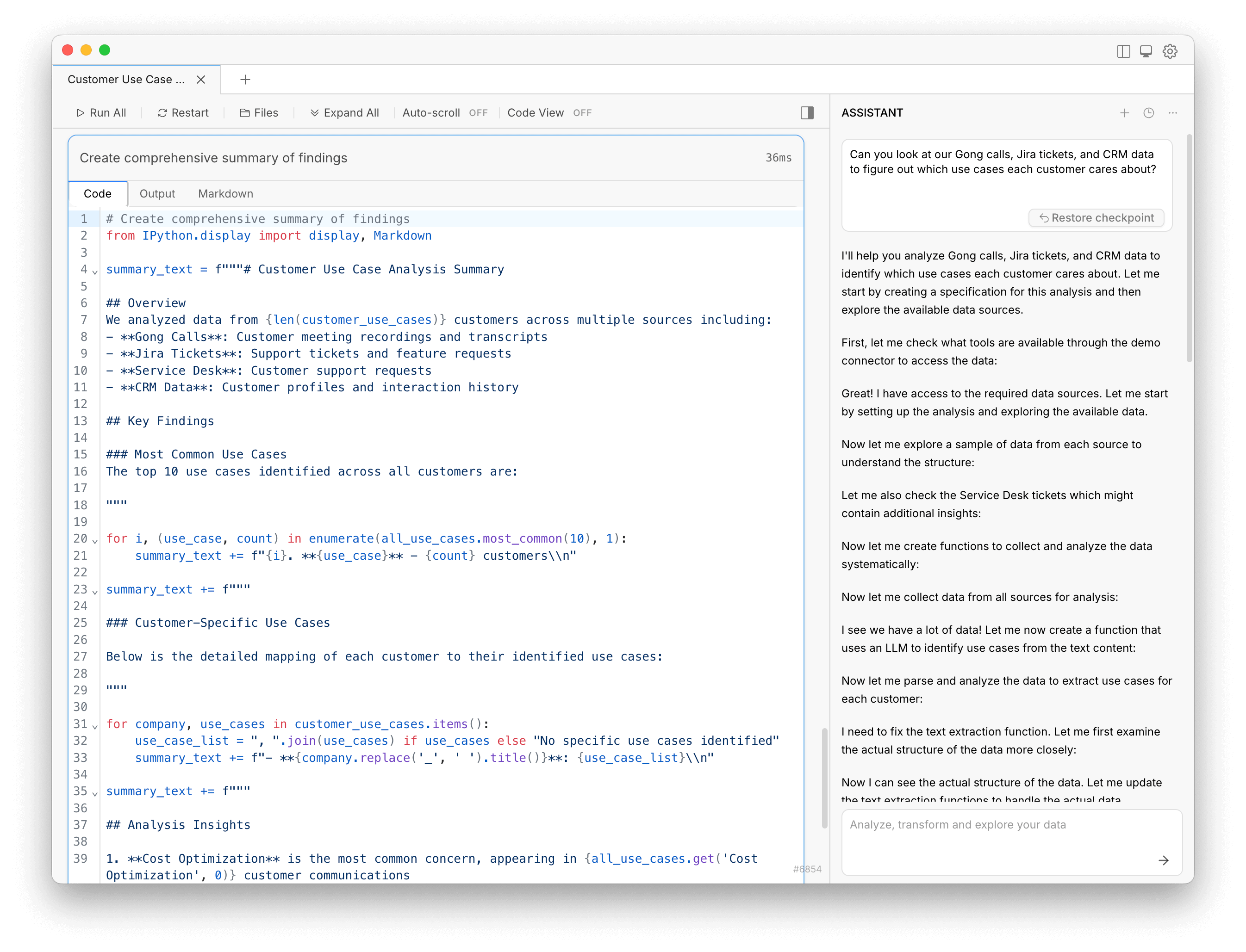 Markdown editor with code execution