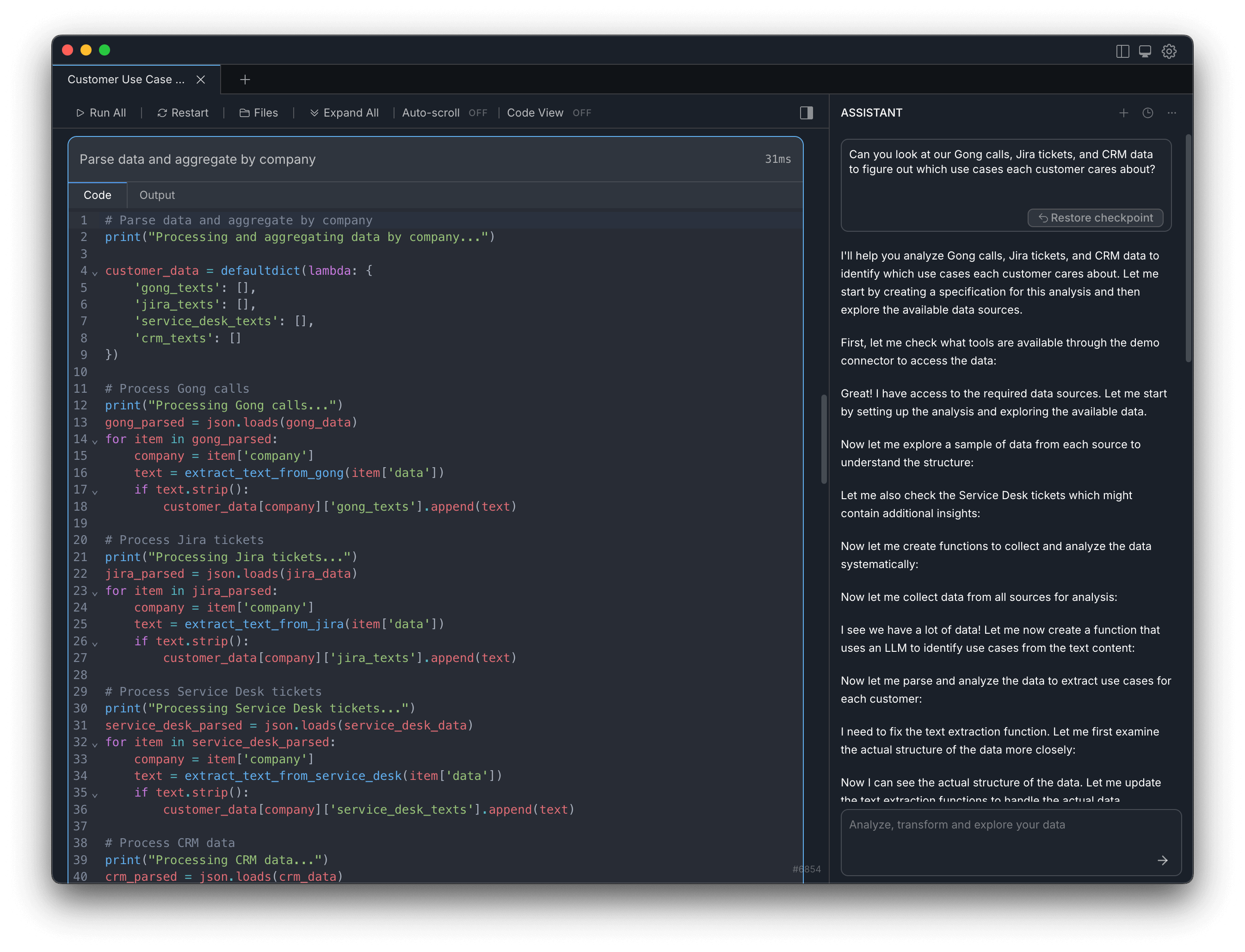 Code parsing and data extraction